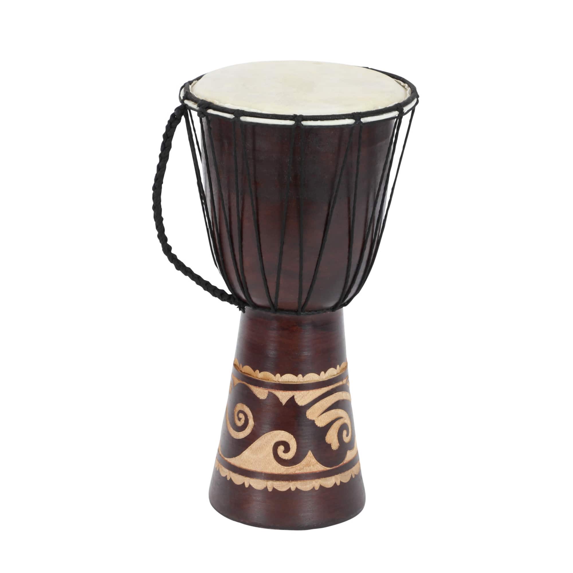 16" Brown Mahogany Drum Sculpture